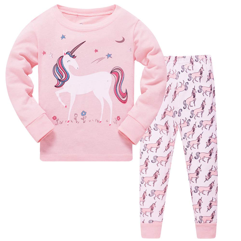 Litbud Girls Unicorn4 Older Grils Pyjamas For Kids Toddler Unicorn Nightwear Sleepwear Long Sleeve Pjs Set Size 7-8 Years 8T