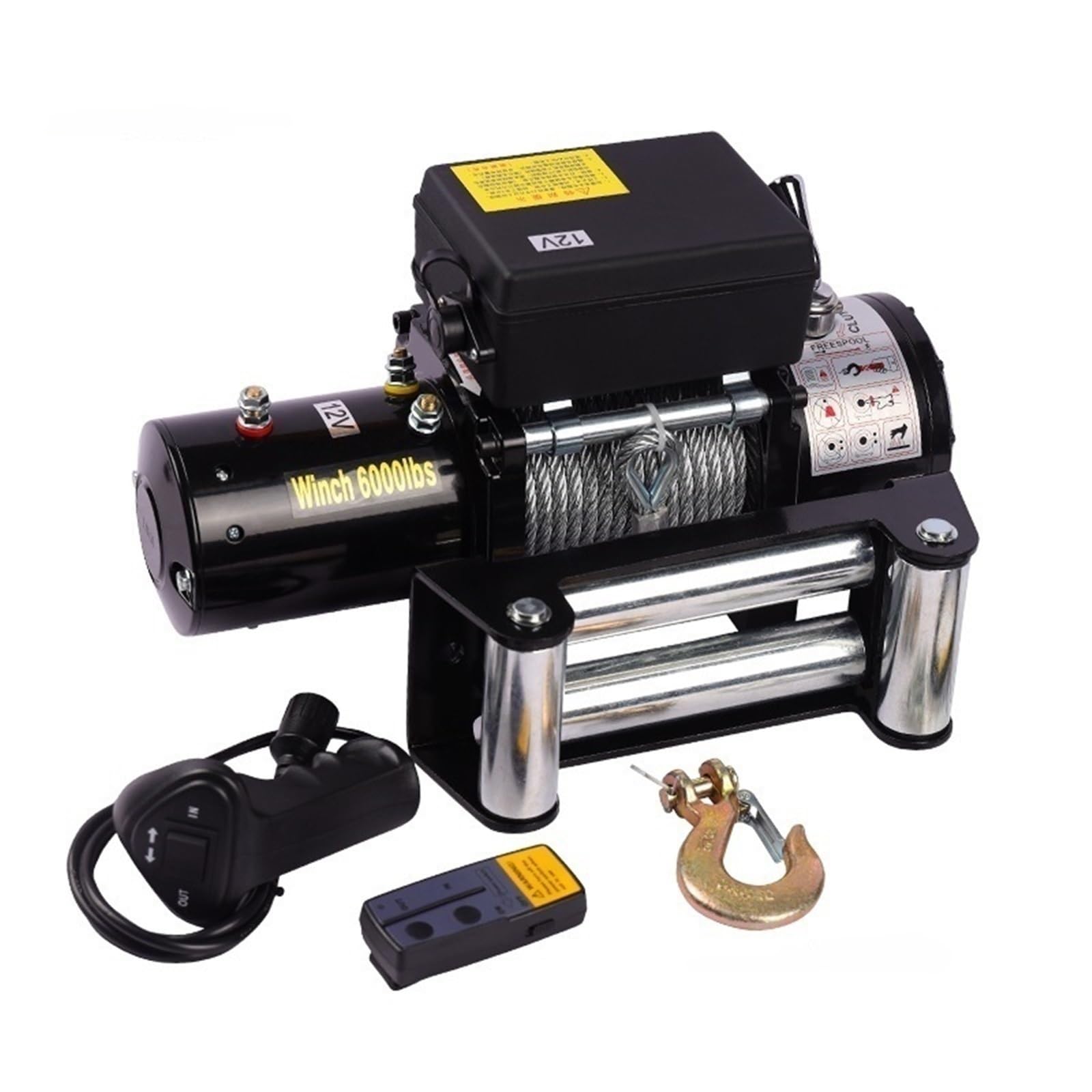 Verricelli Elettrici 12V Per Soccorso Fuoristrada Verricello Per Auto Paranchi 24V Paranco Gru Montata Su Veicolo Verricello elettrico(4000 pounds 12v A)