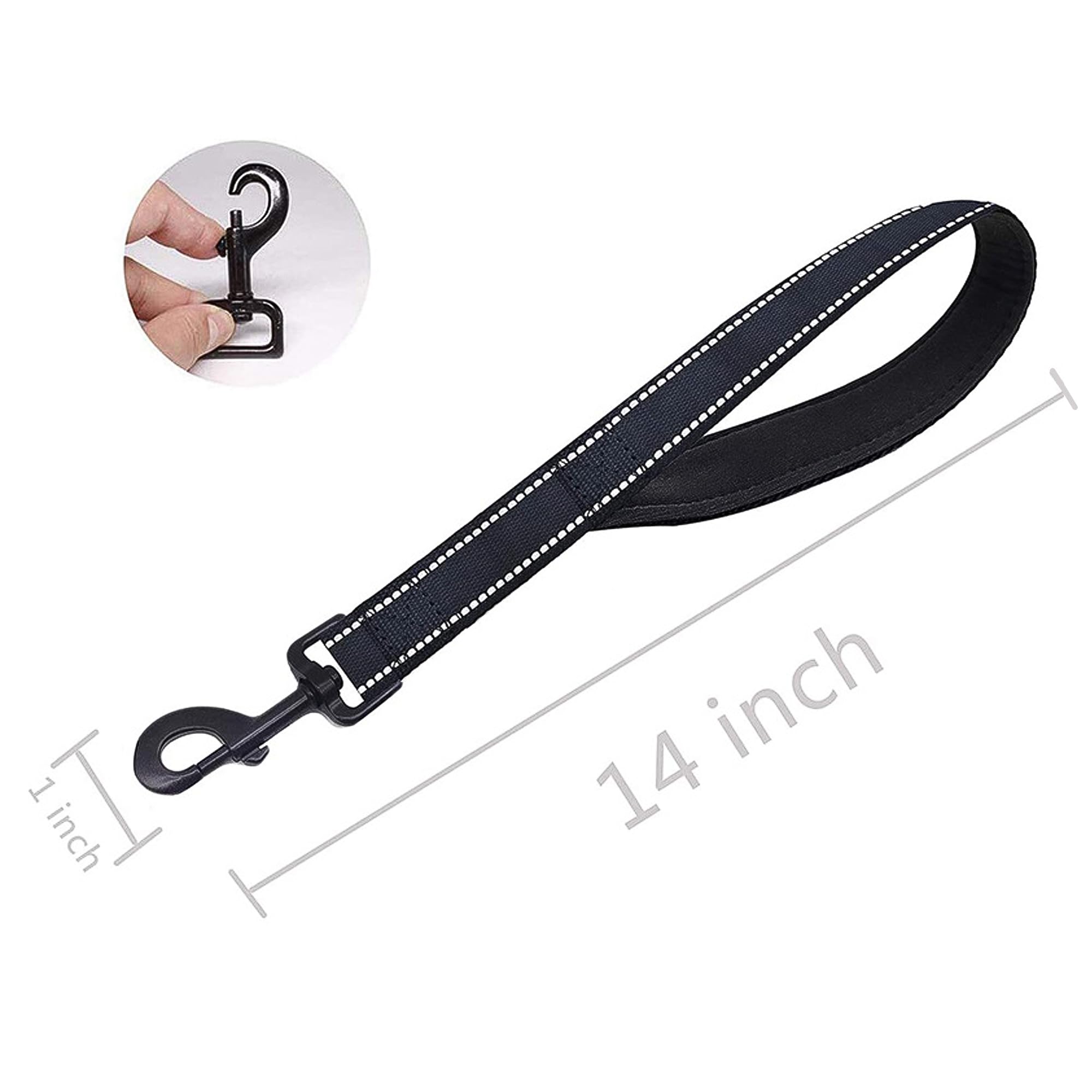 DOETYD Short Dog lead for Training Short Leash with Soft Padding, Nylon Reflective Pet Walking Leash, Strong and Durable - Image 2