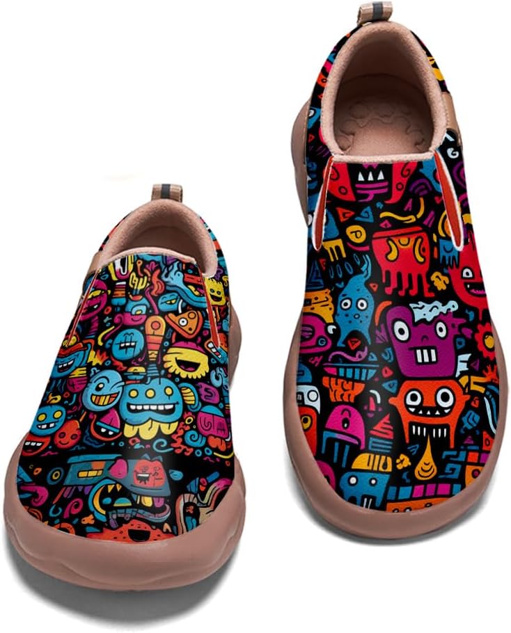Walking Shoes for Kids Comfortable Art Painted Travel Sneaker Boys Girls Slip Ons Casual Leather Loafers