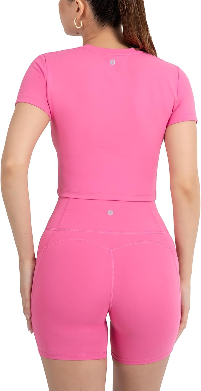 YITTY Active Women's Ultraluxe Essential Crop Tee, Athleisure, 4-Way-Stretch - Image 2