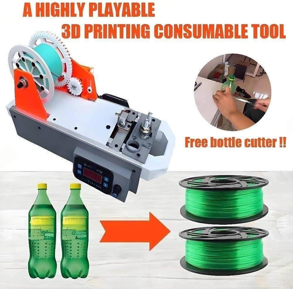 Extrusora de filamento 3D compacta para sobremesa, Convierte Botellas de plástico Pet en filamento Reciclado 1,75 mm,Control Digital de Temperatura,máquina de trefilado orangegray
