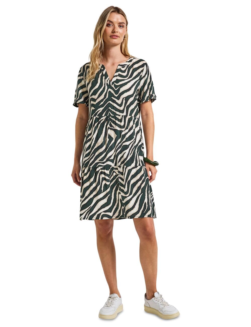 Street One mouwloze jurk met all-over print Grijs | Ter Horst van Geel