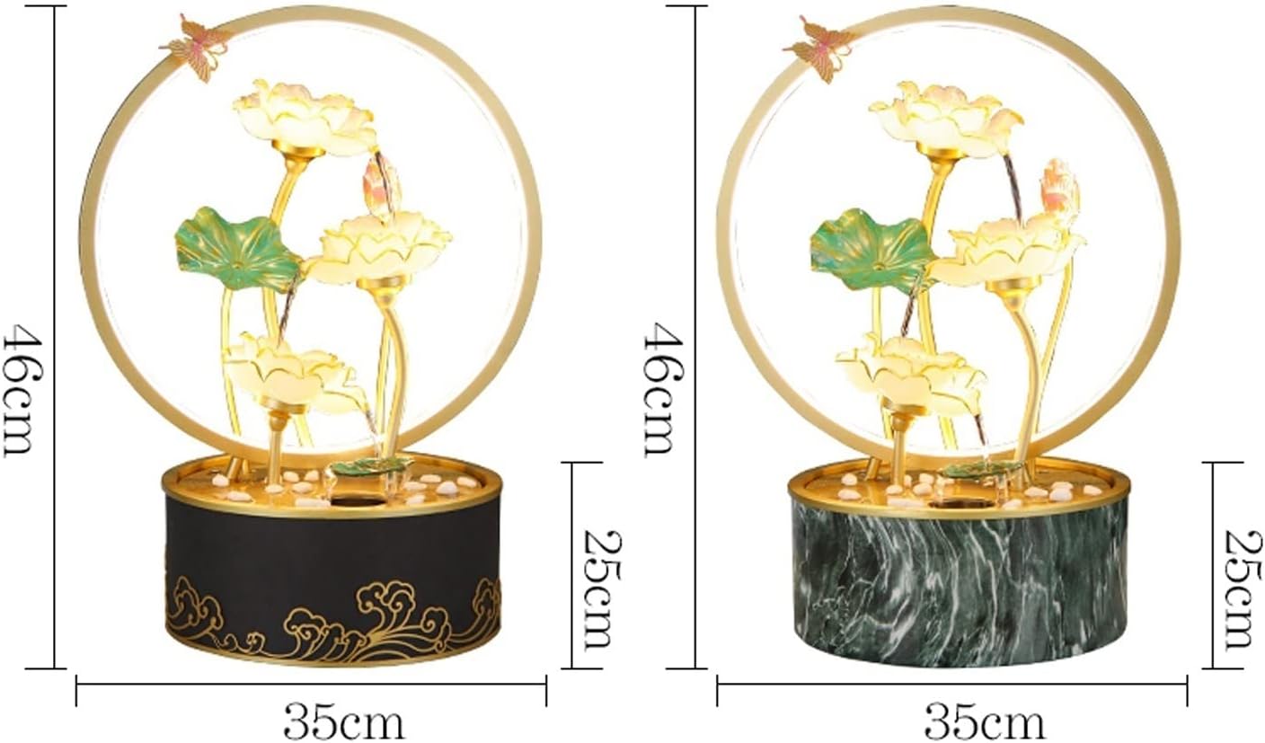 屋内デスクトップ噴水 蓮の葉の噴水 デスクトップ噴水 水機能 装飾 ランプサークル付き 家庭用 オフィス用 (Color : B)