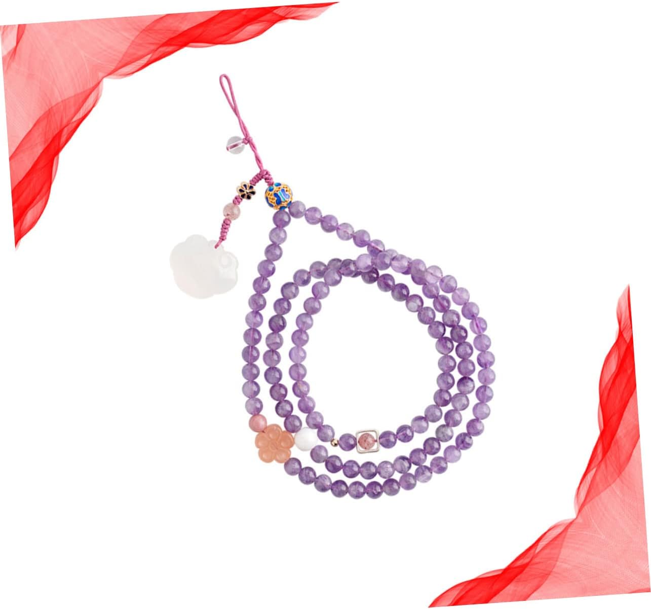 Natural Amethyst Phone Lanyard Extra Long for Women Phone Cord Chain Accessory