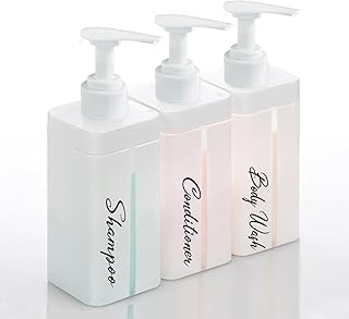 Shampoo and Conditioner Dispenser(16.9 Oz-3 Pack),Shower Soap Dispenser,Visual Window Shampoo Dispenser with Permanent Label,Shampoo and Conditioner Bottles,Refillable Shampoo and Conditioner Bottles