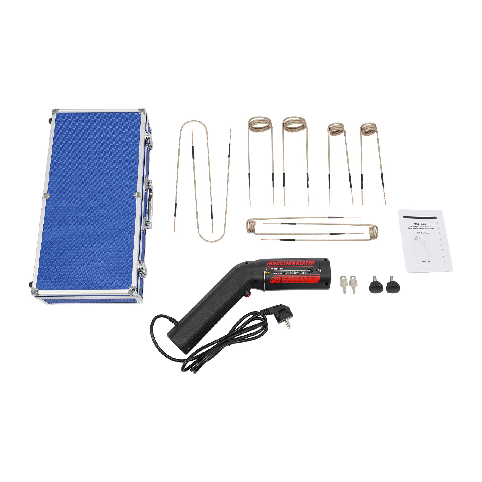OUKANING Induktionsheizer 1100W mit 8 Induktionsspulen, Bolzenentferner Magnetischer Induktionsheizer 700-800℃ Induktionsheizung mit LED Licht, Kfz Bolzen-Induktionsheizgerät Set(Blaue Box)
