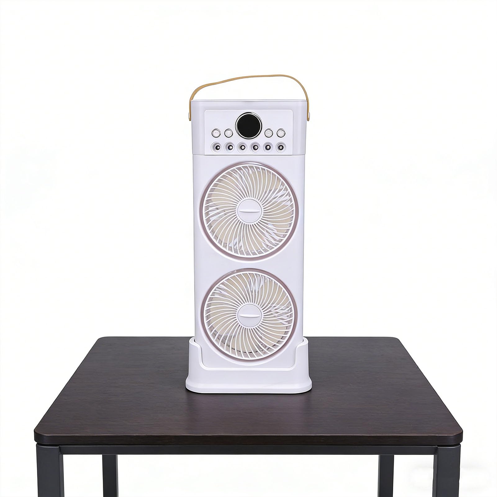 Ventilateur de Refroidissement à Double Ventilateur, 6 Buses, de Bureau Réglable à 360 Degrés avec Batterie de 2400 MAh et Télécommande, Moteur sans Balais à Faible