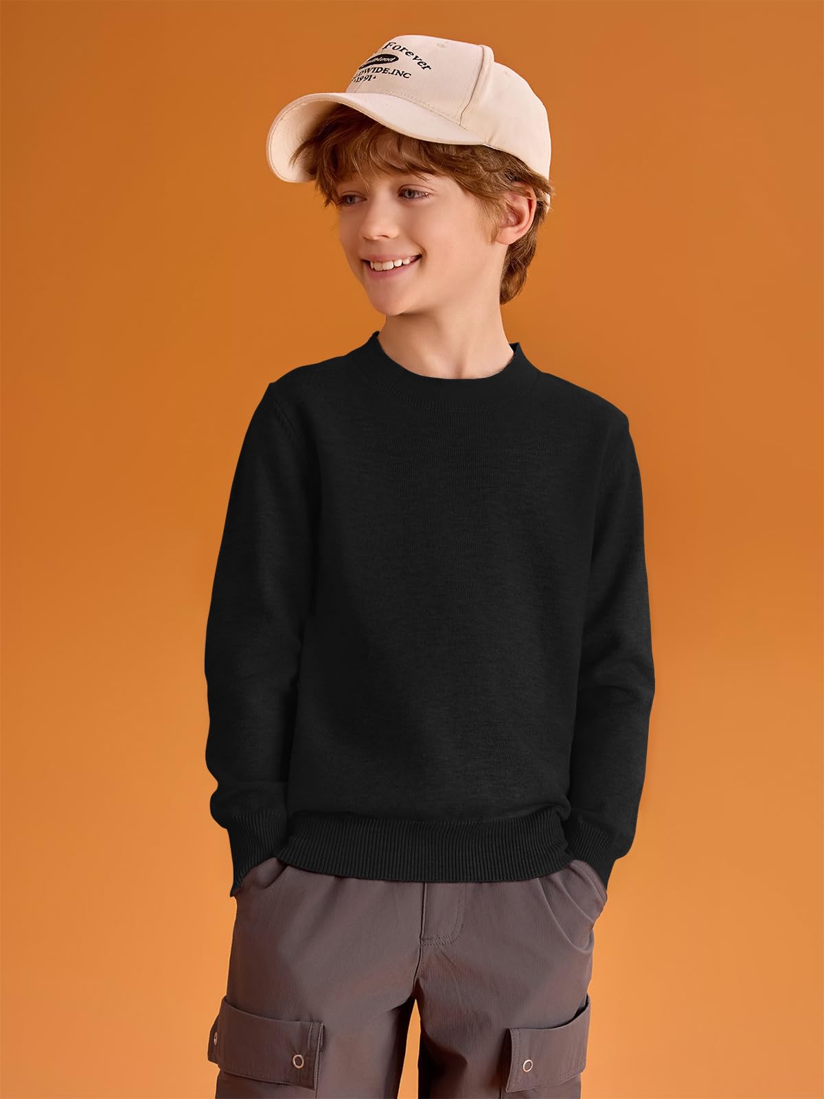 Jersey para niños manga larga cuello redondo punto suave básico