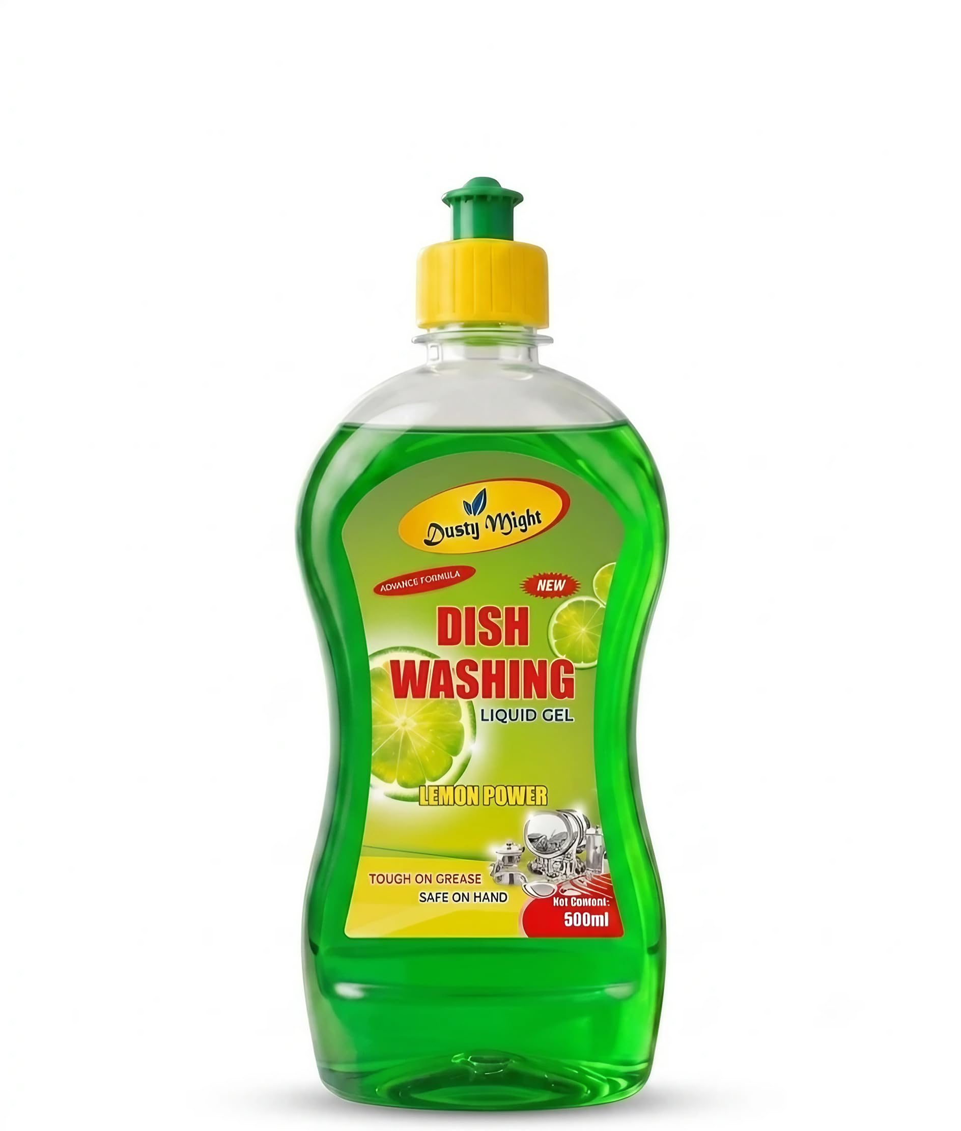 Dusty Might Dishwash Liquid Gel With Green Lemon Fragrance Leaves No Residue Grease Cleaner For All Utensils - 500 ml-image-24