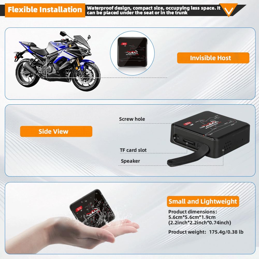 VSYSTO Motorrad Dashcam, Zwei 2K Starlight Nachtsichtkameras mit 5G WLAN, Parküberwachung, GPS, TPMS, wasserdicht, Temperaturanzeige, Unterspannungsschutz (Q3PRO)