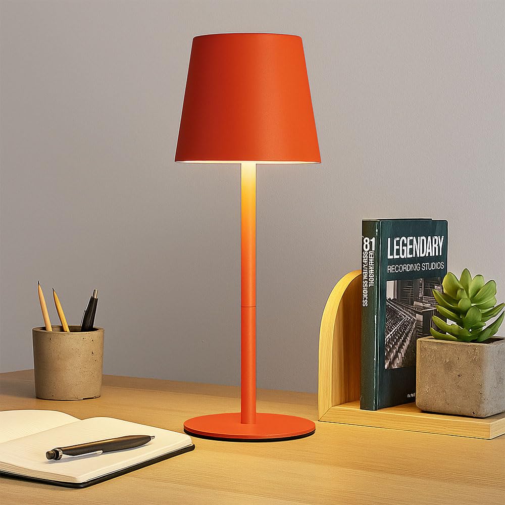 Außenleuchte Tischlampe Akku Tischleuchte Touchdimmer Flaschenaufsatz CCT, orange, USB-C, LED 3W 200Lm warm-kaltweiß, DxH 11,5x36 cm