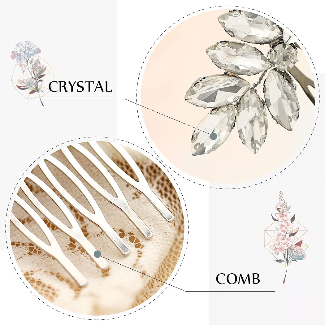 JAKAWIN Bride Crystal Wedding Hair Piece Rhinestone Hair Comb Bridal Hair Accessories for Women HC047 (Silver) - Image 6