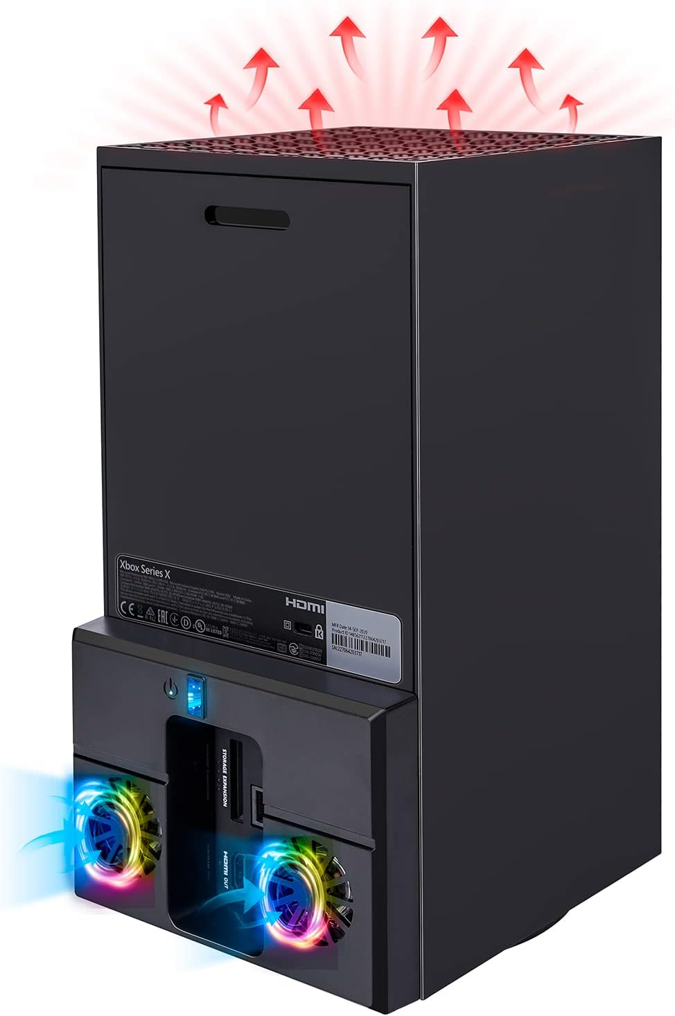 Vertical Cooling Fan Compatible for Xbox Series X, Game Host Cool Fan with Colorful Led, Game Console Cooler Cooling, Powerful Cooling Fan with Dual Fans and External USB Port