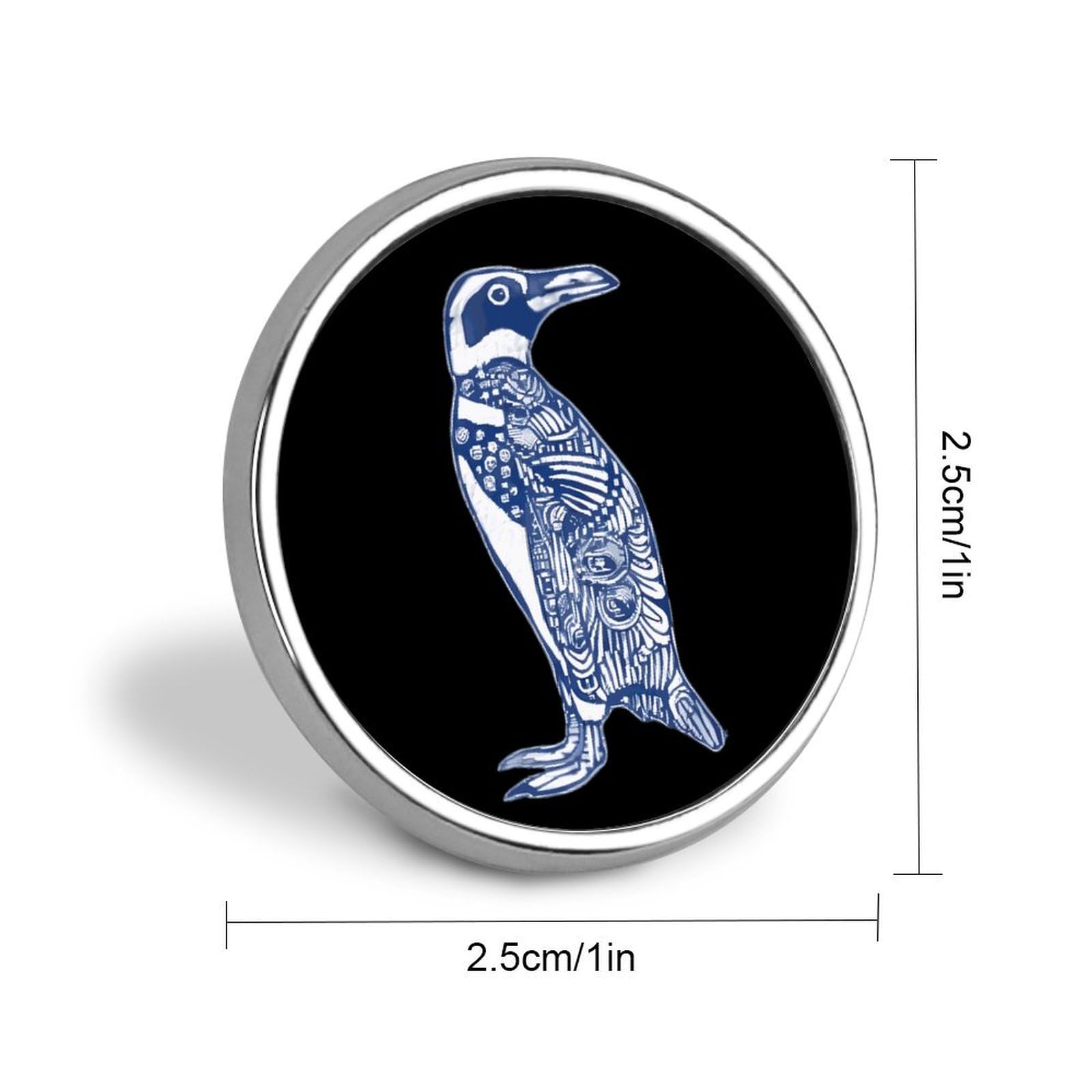 Blue Penguin Round Lapel Tie Pin Button Brooch Badge Hat Clothes Accessories for Men Women, Circular, style