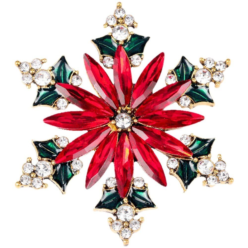 Hrippy Crystal Christmas Brooch Vintage Flower Brooches Luxury Simple Elegant Brooch Backpack Cap Lapel Badge Pin for Women Girls