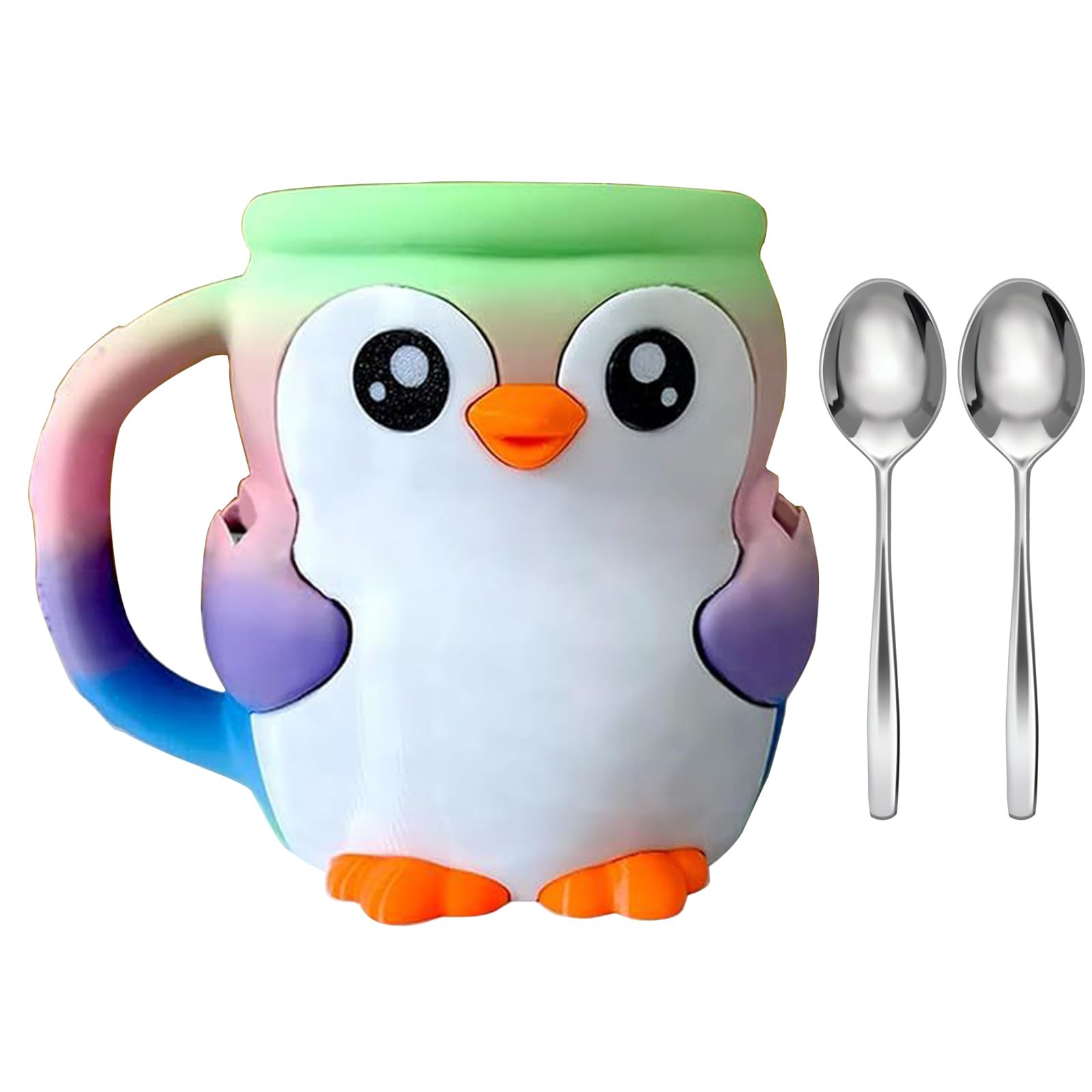 Kalttoy C Penguins Shape Ice Ream Pints Holder With Snacks Drawer And 2 Spoons Antifreeze Grip For Old Treats Storage Organizers Antifreeze Ice Ream Pint Holder