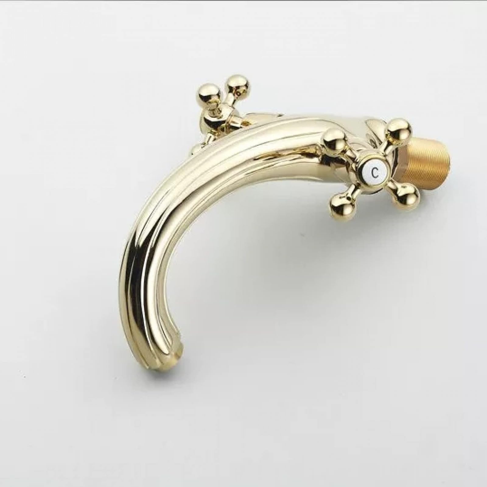 Grifo de baño dorado con doble manija cruzada para fregadero, grifo mezclador de un solo agujero, grifo de lavabo pulido
