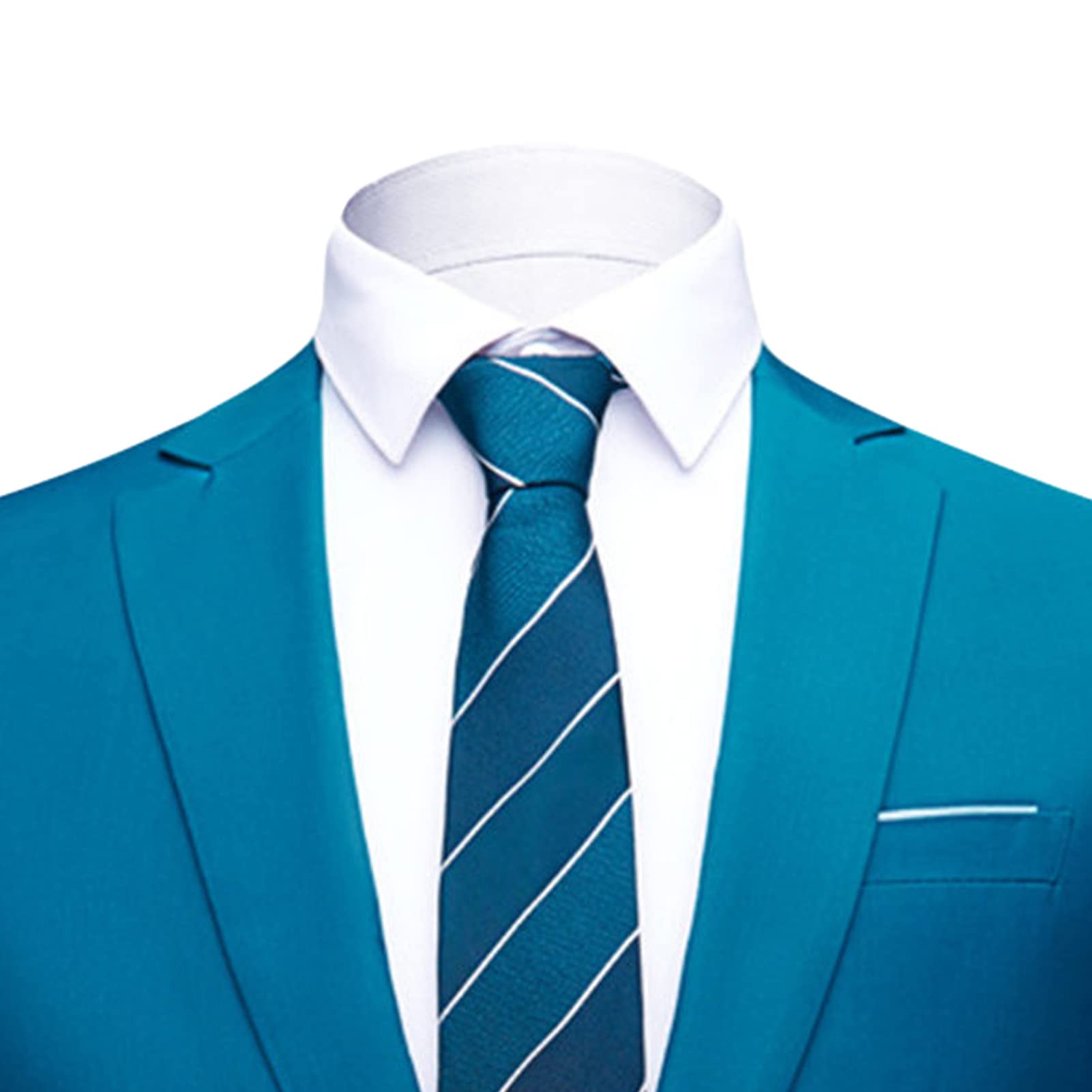 Men's One Button 2 Piece Suits Solid Formal Wedding Tux Blazer & Pants Casual Daily Party Dress Suit Jacket Set (Blue 3,Medium)