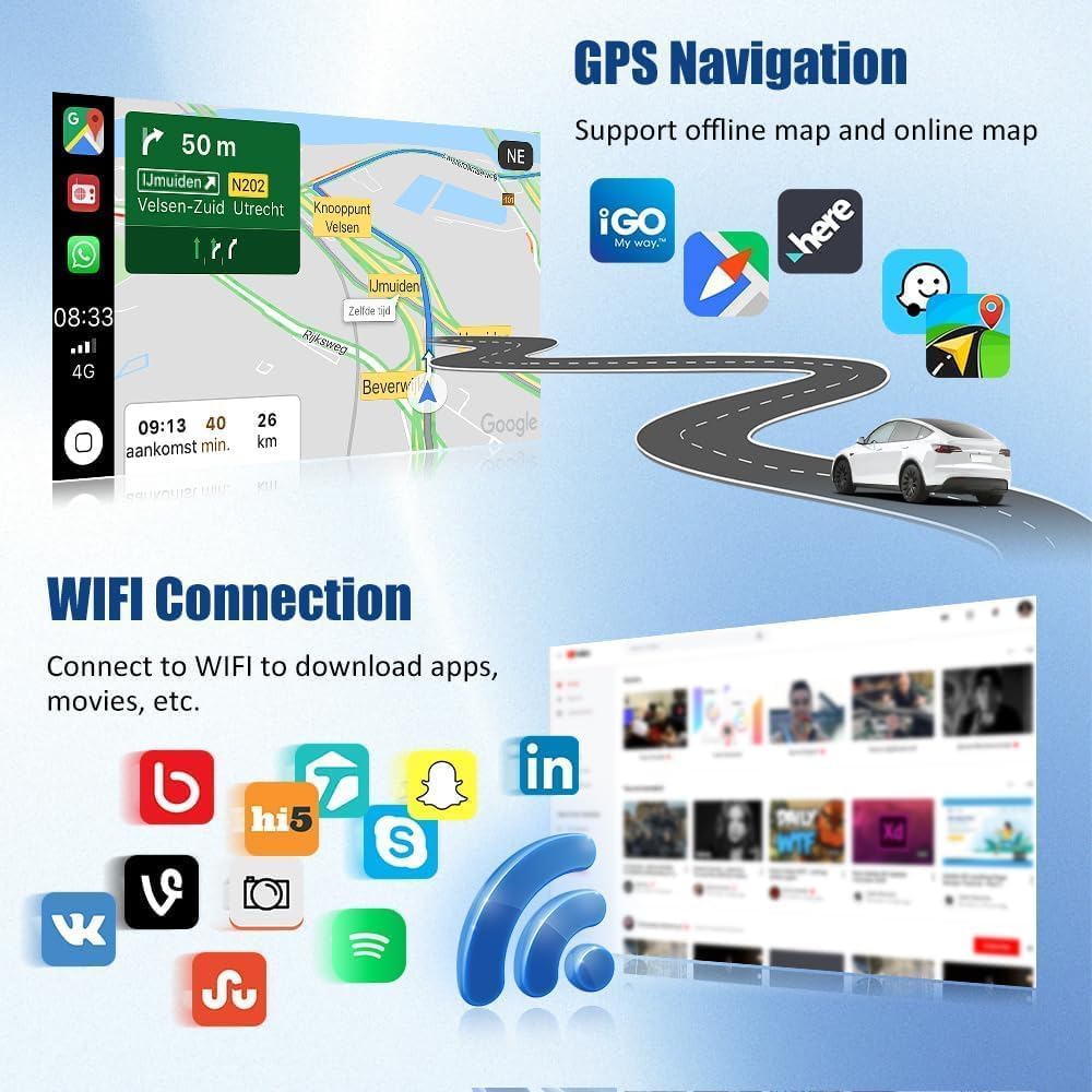 Radio Samochodowe Android 15 Do Suzuki Wagon R 2010-2018 Bezprzewodowy CarPlay I Android Auto 9 Calowy Ekran Dotykowy Odtwarzacz Samochodowy GPS Bluetooth/WiFi/FM/SWC/MIC USB Kamera(Color:M300)