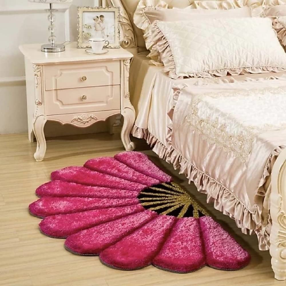 TRIVAK Super Soft Silky Non-Slip Door Mat| Bedside Runner for Bedroom, Living Room| Half Sunflower Shape Bath mat| Floor Runner| Pink Color (16 X 34 Inches) (B09RQRW3FT) Amazon Price History, Amazon Price Tracker