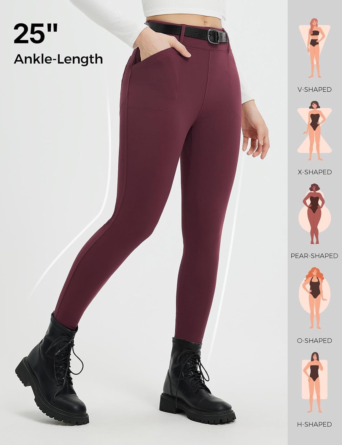 baleaf Womens Fleece Lined Leggings 4 Pockets Warm Thermal Winter Insulated Petite Pants Snow Cold Gear - Image 5