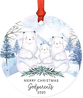 Vista 18 de Andaz Press Adorno de recuerdo de Navidad de metal redondo personalizado para la familia, My First Christmas As Gigi 2024, acuarela de osos polares