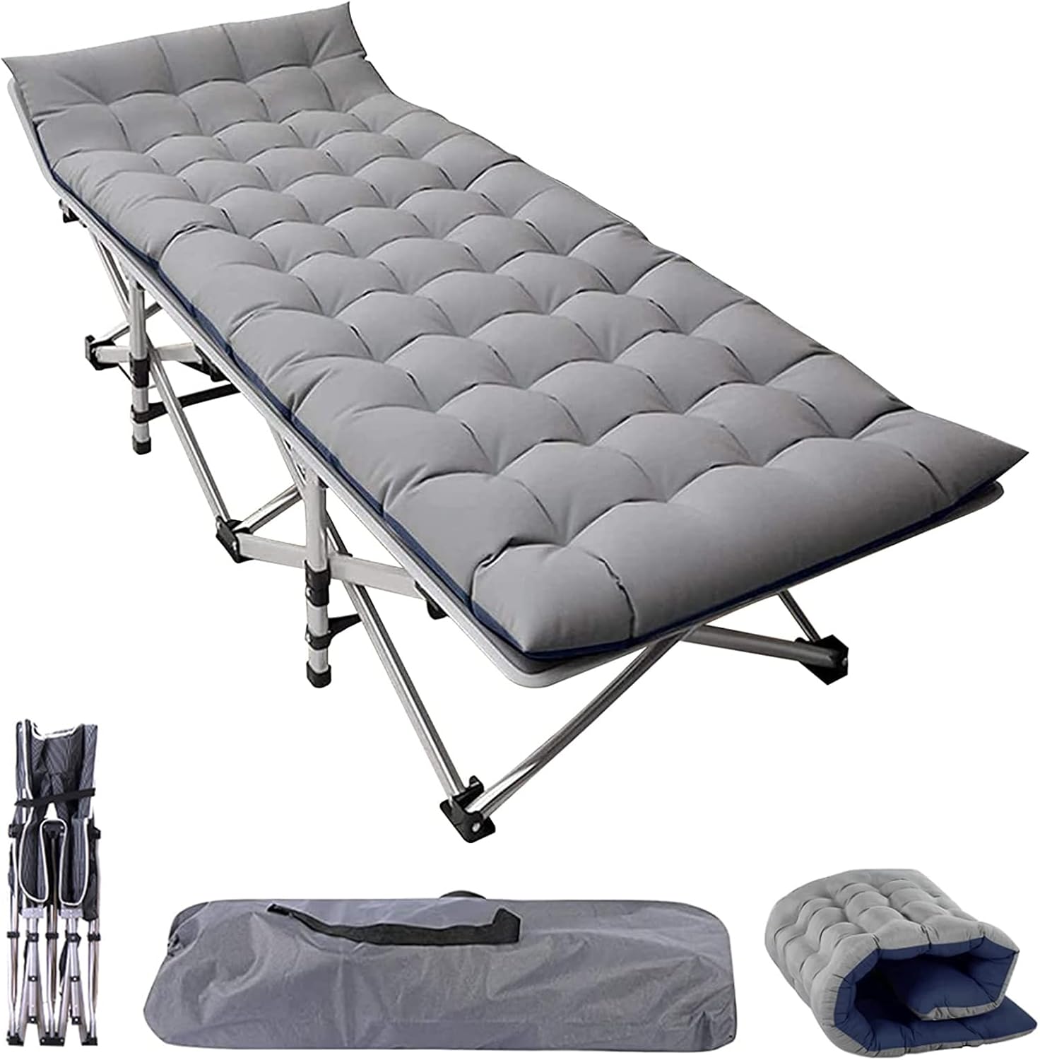 Camping Cot, Portable Folding Cots for Adults, Heavy Duty Outdoor Sleeping Cot Bed with Carry Bag for Camping/Hiking/Traveling/Home/Office Nap and Beach Vacation (1, Noble Gray) : Sports & Outdoors