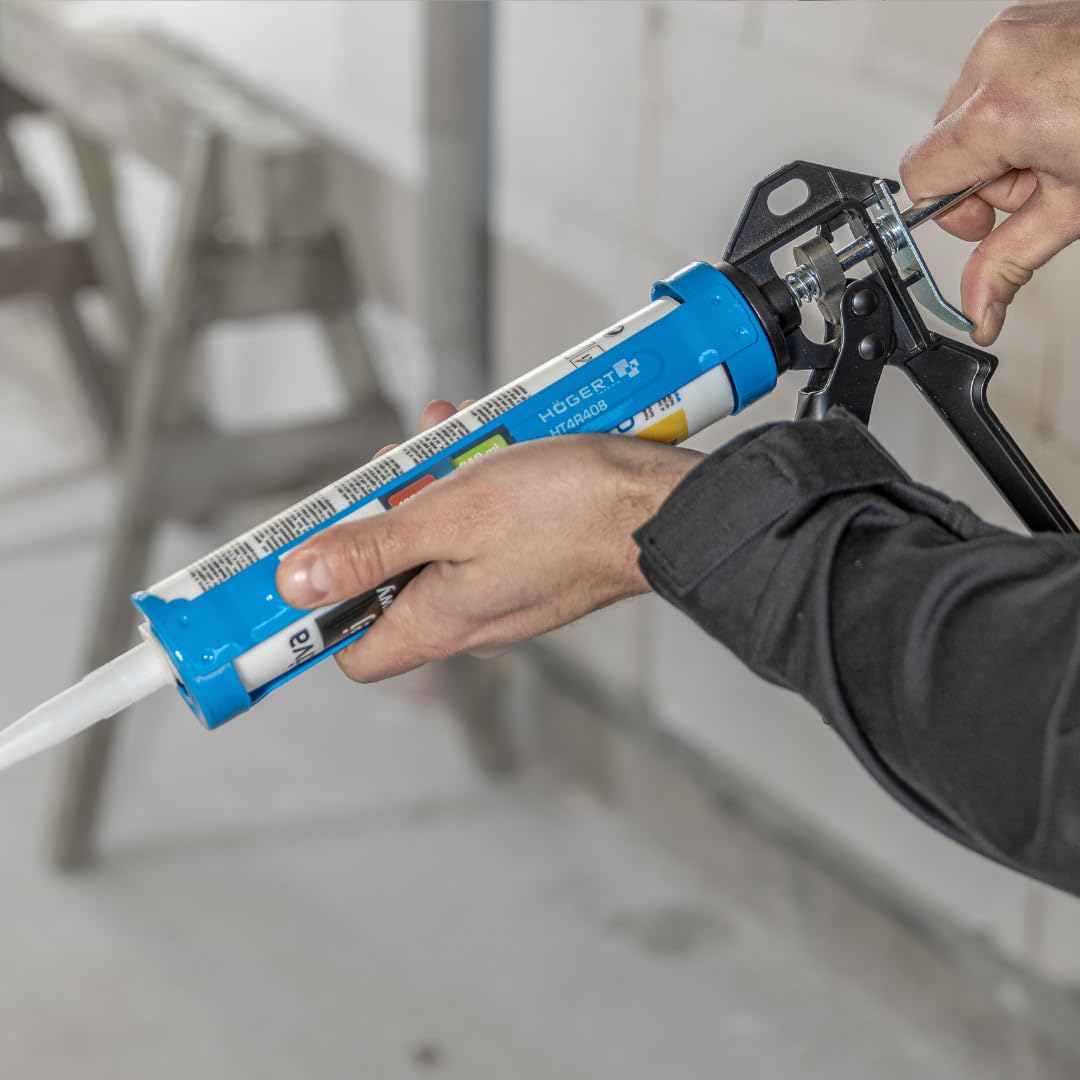 Högert Technik - Pistola per cartucce - Siringa in silicone per l'utilizzo di tutte le cartucce di sigillanti e adesivi da 310 ml - Pistola a cartuccia - Forza di pressione: 1800 N