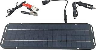 60W Solarpanel 12V Ladegerät mit Monokristallinen Zellen, IP65 Wasserdichtes Akku-Erhaltungsladegerät für Auto Wohnmobil Boot, Tragbares Solarmodul mit Saugnäpfen und Krokodilklemmen