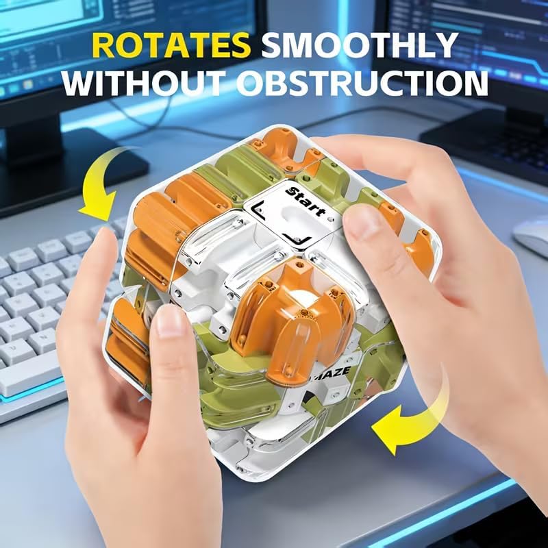 Image of 3D Maze Cube Ball Puzzle Game for Kids & Adults | Labyrinth Brain Teaser Toy for Logical Thinking & Focus | Handheld Educational Puzzle Cube for Stress Relief & Spatial Skills (Green)