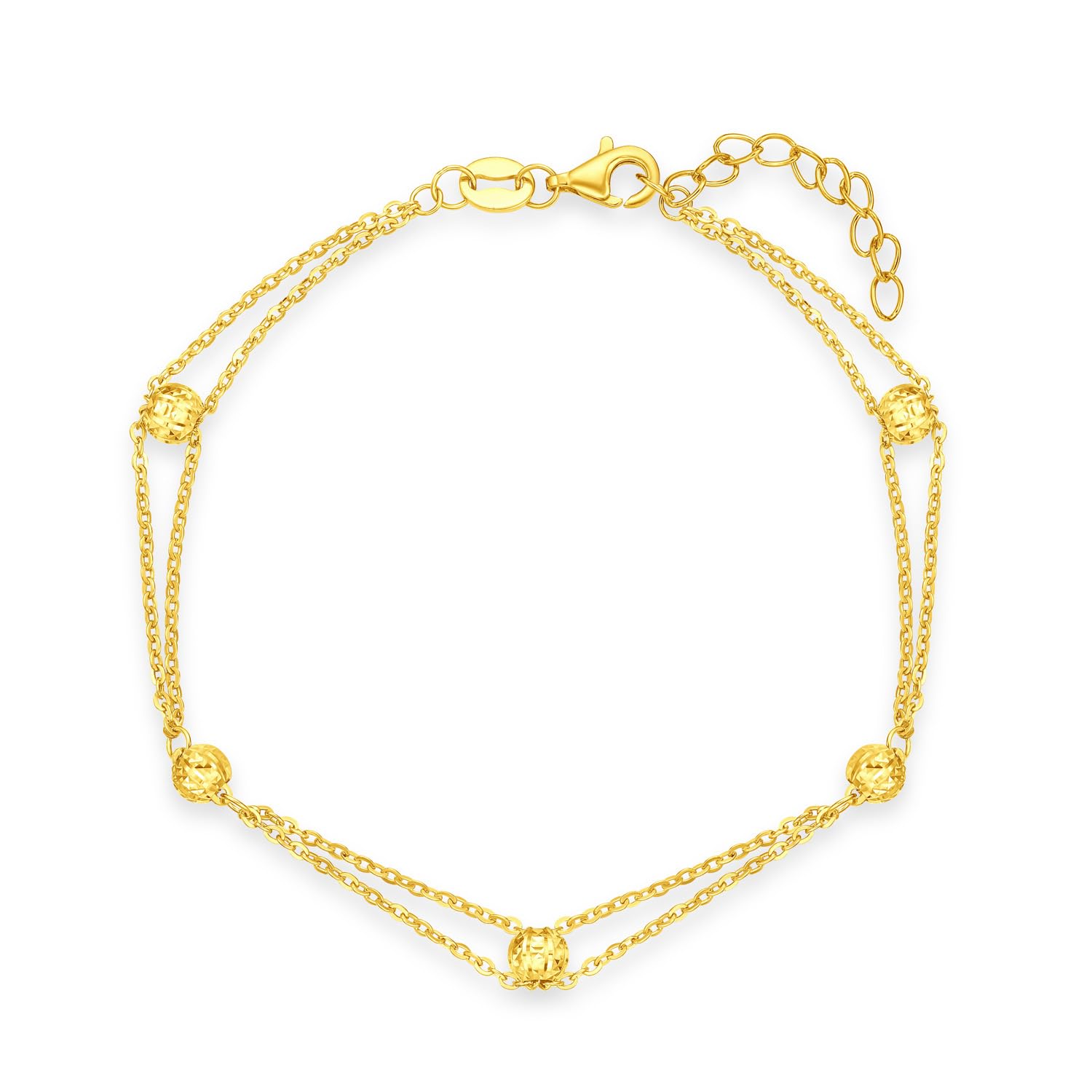 CHOW TAI FOOK 999 24K Pure Gold Paperclip and Curb Chain With Laser Cut Gold Beads Bracelet