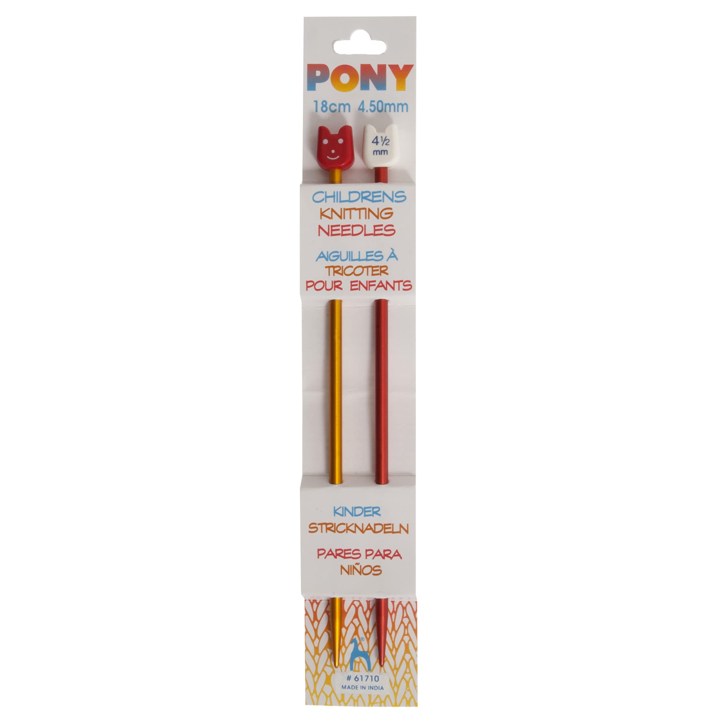 Pony Classic 18cm Coloured Aluminium Children's Knitting Needles - 4.50mm (P61710)