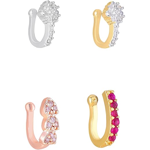 Gold-Plated AD Studded Nose Pin for Women