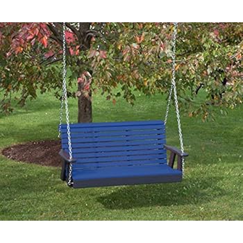 Alternative view of Ecommersify Inc 4FT-Blue-Poly Lumber ROLL Back Porch Swing Heavy Duty Everlasting PolyTuf HDPE - Made in USA - Amish Crafted