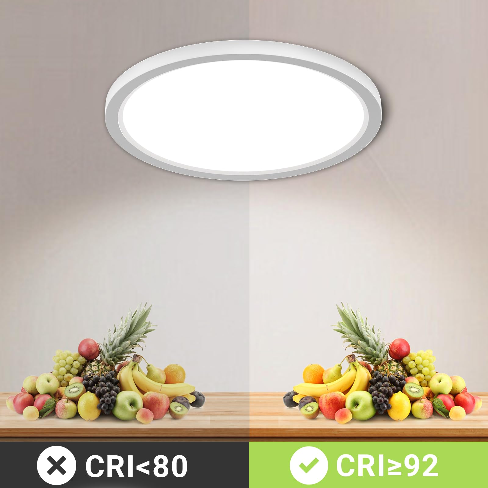 LQWELL® Plafoniera Lampada da soffitto a LED, Lampada da bagno impermeabile IP44 Rotonda Piatta 18W 6000K 1600LM Sottile per Soggiorno Bagno Camera da letto Cucina Seminterrato Ufficio, 220 * 24mm