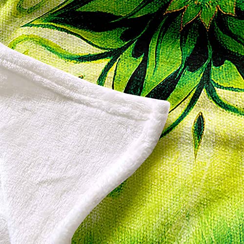 Couverture polaire fleurs vertes pour cocooning dans le salon - 6