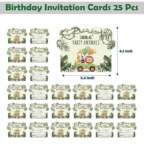 Image of Party Propz Birthday Invitation Cards - 25 Pcs, Invitation Card for Kids, Jungle Theme Invitation Card for Birthday, Invitation Cards for Party Celebration, Boys, Party Invitation