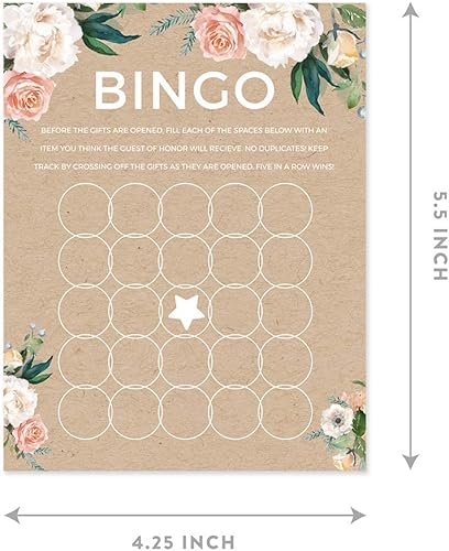Miniatura 5 de Andaz Press Peach Coral Kraft Brown Rústico Floral Garden Party Wedding Collection Tarjetas de juego de bingo para despedida de soltera, paquete de