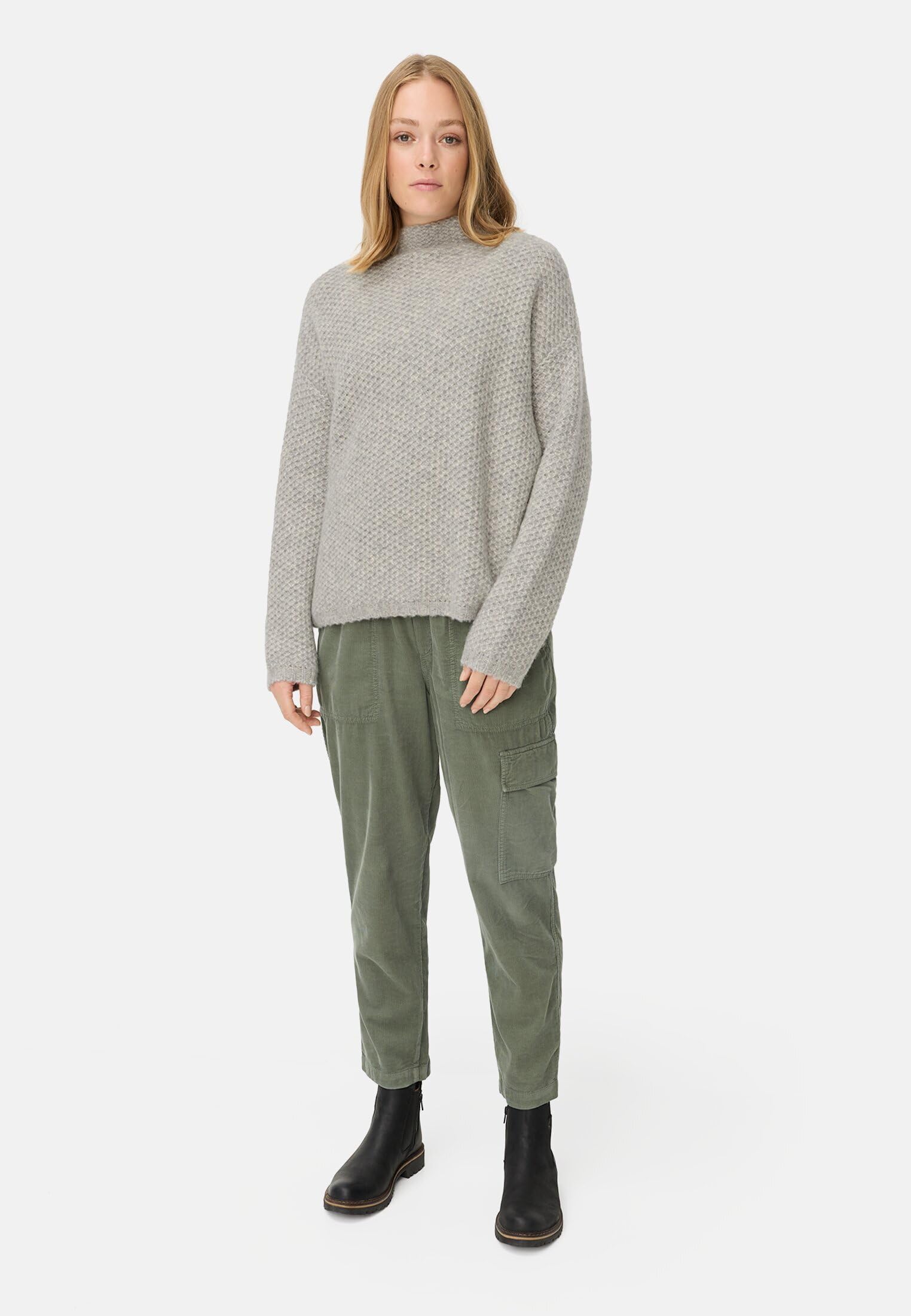 camel active Damen Strickpullover mit Stehkragen