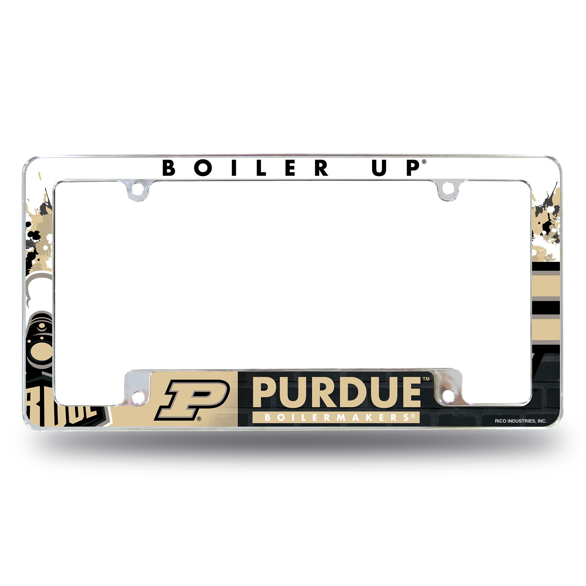 Rico Industries NCAA All Over Chrome Frame 12" x 6" Chrome All Over Automotive License Plate Frame for Car/Truck/SUV
