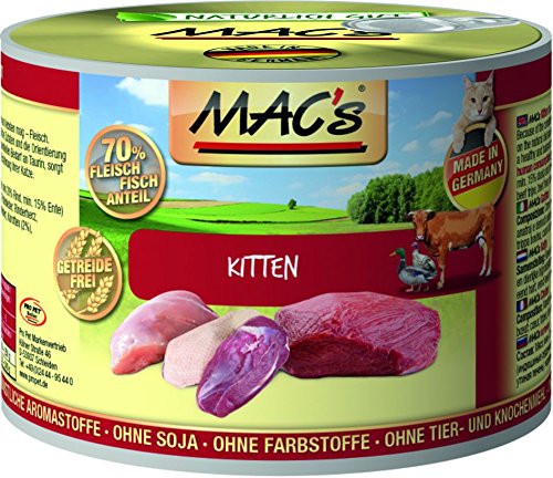 Mac's Cat Kitten Turkey, Beef & Duck (Grain Free) 6 x 200 g