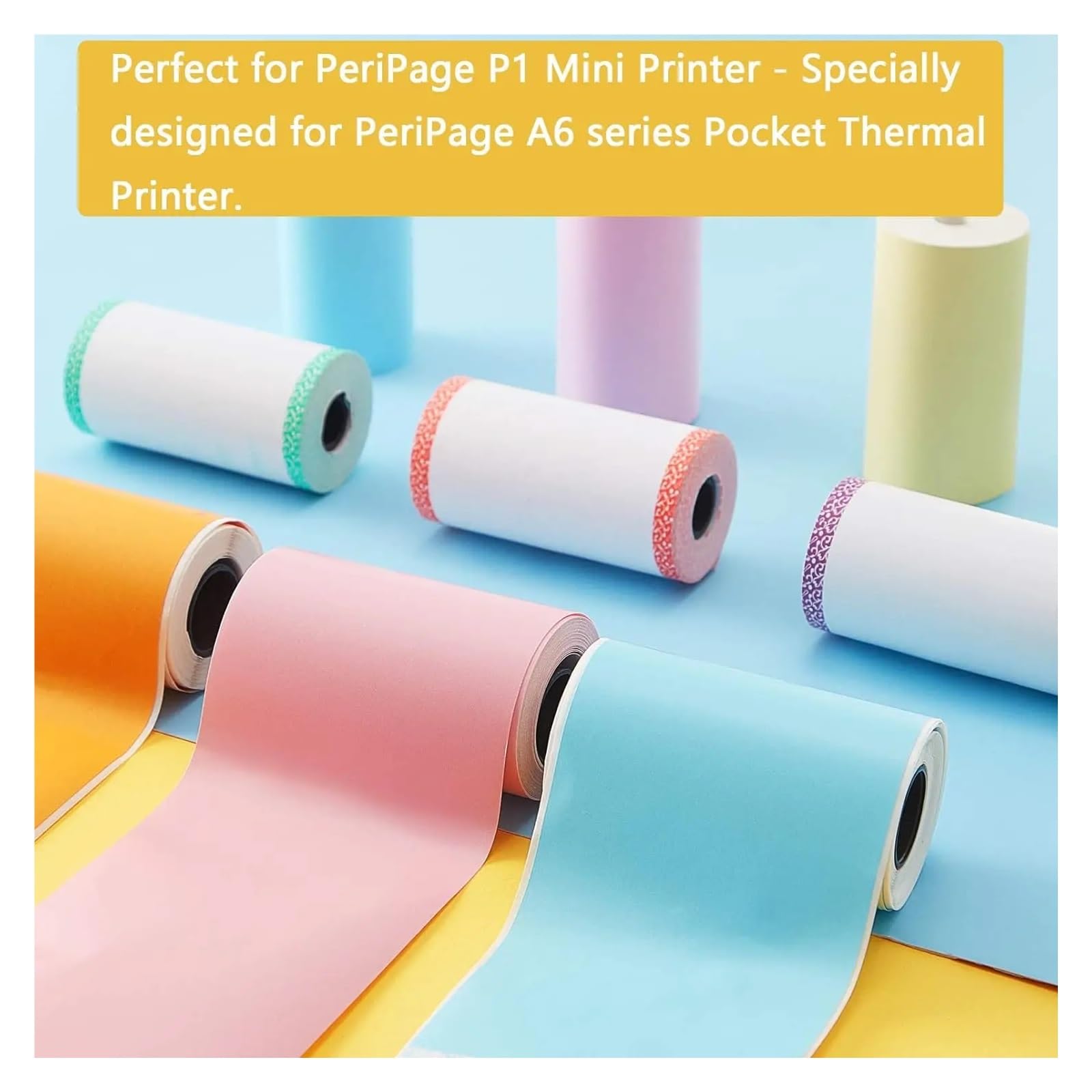 Papier Thermique Rouleau de papier d'impression thermique adhésif 57 x 30 mm, mini-rouleaux de papier d'impression, autocollants imprimables for imprimante P1 et imprimante A6(9Rolls Mix1)