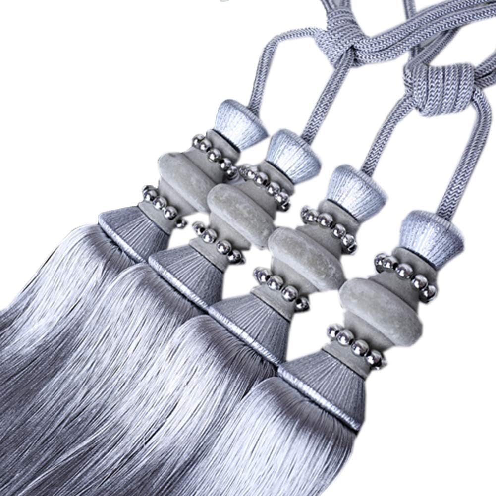 High-Grade Double Balls Tassels Curtain Tiebacks 1 Pair Curtain Tiebacks Holdbacks (Dark Coffee)