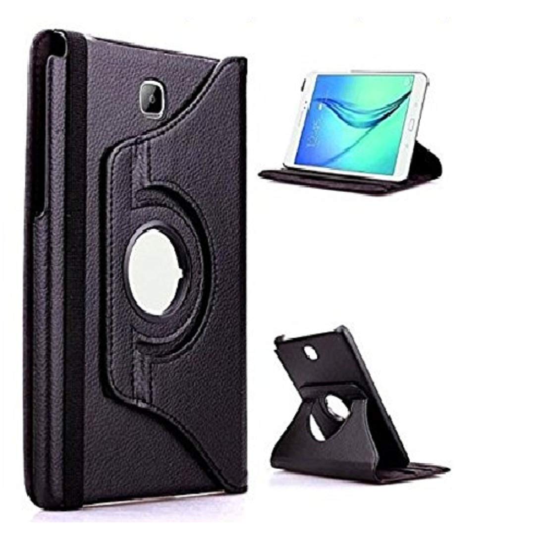 ST Creation 360 Rotating PU Leather Flip Case Cover for Galaxy Tab A SM-T355Y SM-T350 2015 (Black)
