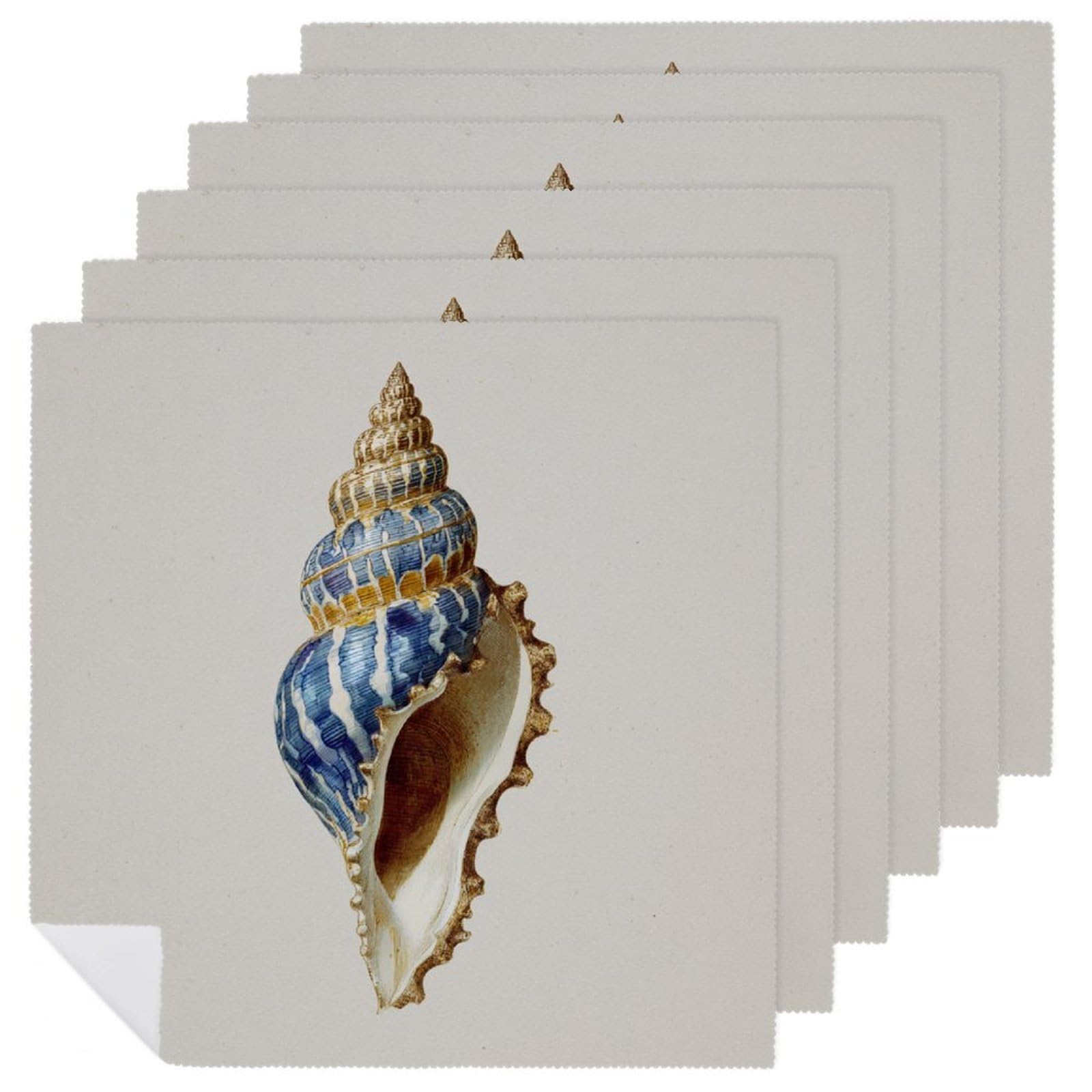 Watercolor A Sea Snail Shell Cloth Napkins Set of 6, Square Premium Reusable Washable Polyester Table Linen Napkin for Dinner Party