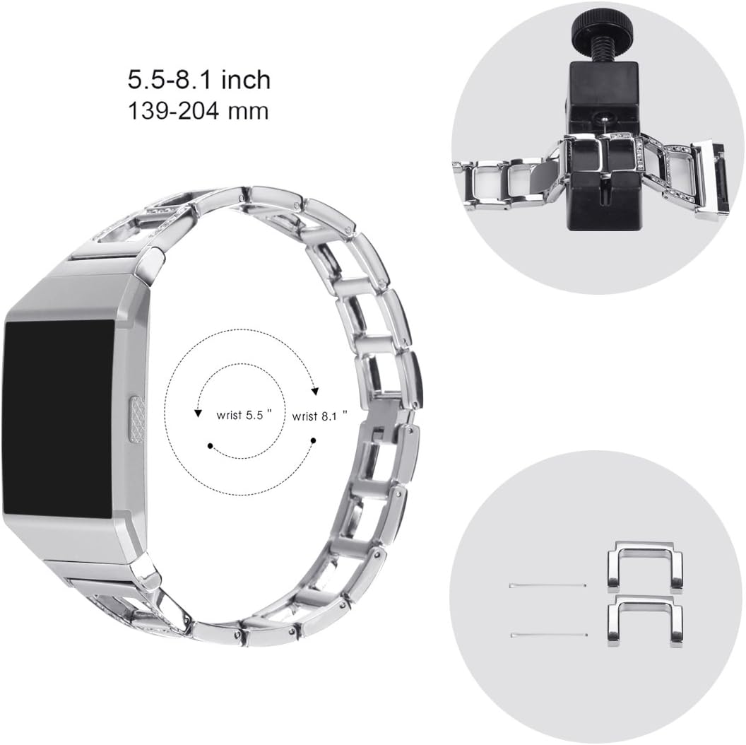 Fitbit Ionic Band Metal Accessories Small Large, Stainless Steel Replacement Band with Folding Clasp Strap for Fitbit Ionic Smart Watch Bands Wristband Women Men(Tracker Not Include) (A-rose gold) : Electronics