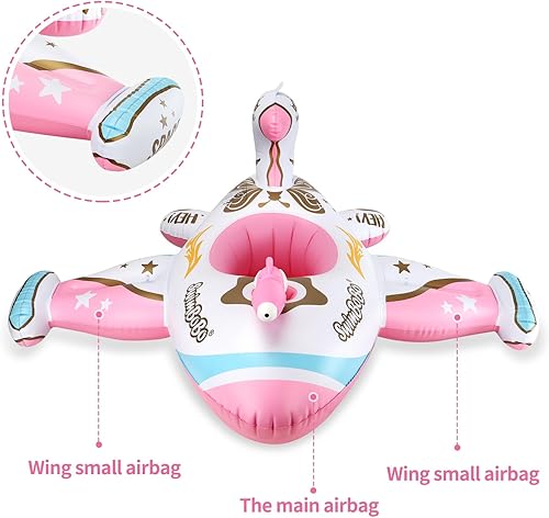 Miniatura 4 de Swimbobo Toddler Pool Float with Seat Boat Inflatable Ride-on Airplane Pirates Sharks Car for Kids Outdoor Toys