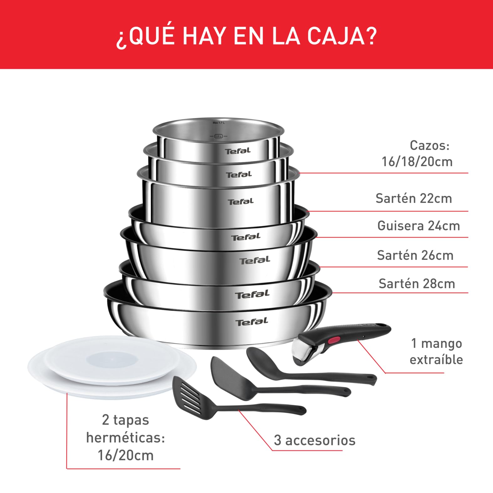 Tefal Emotion G6 - Pentolino In Acciaio Inox 20 Cm - Calore Omogeneo E Manico Resistente - Adatto A Induzione - 3