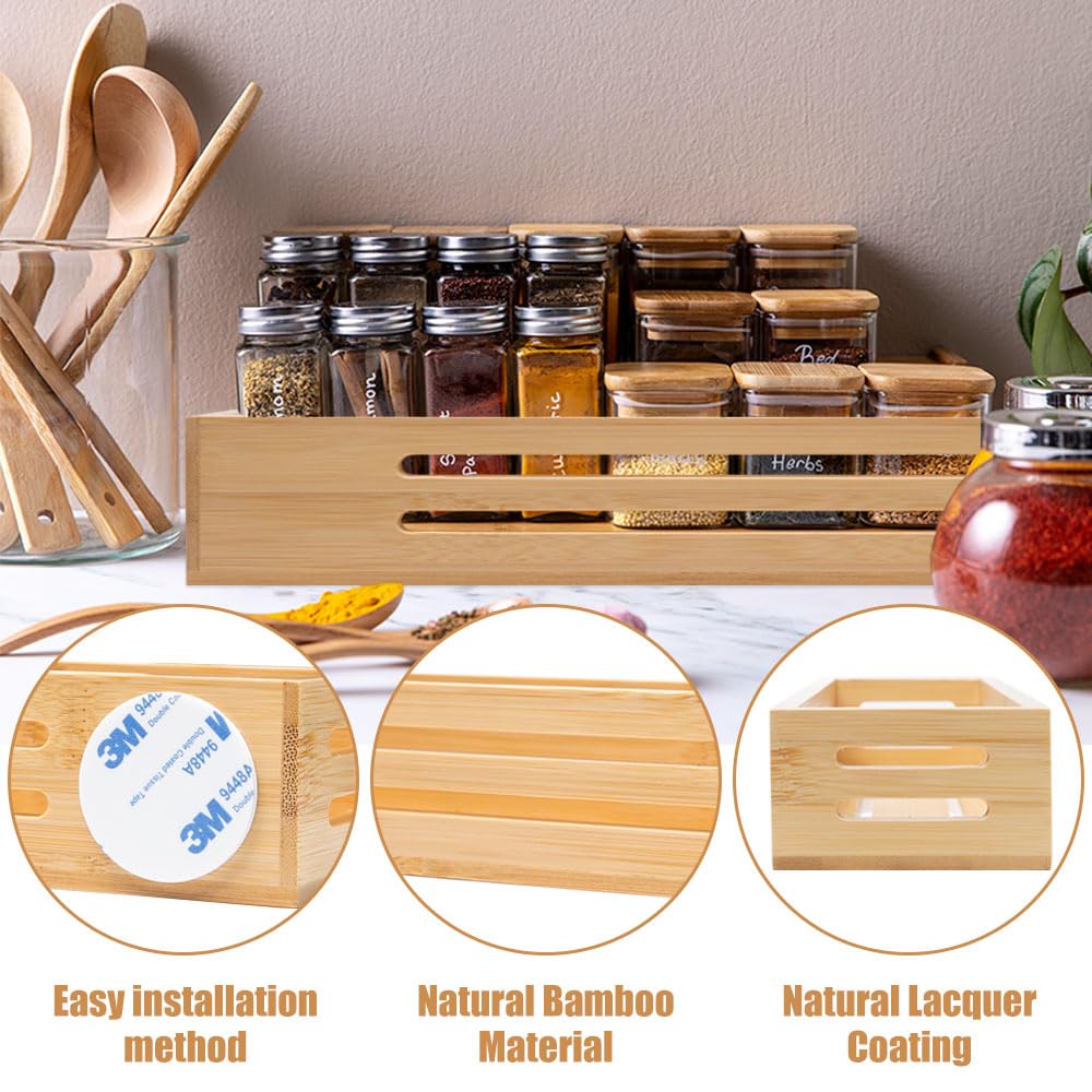 Portaspezie In Bambù Da Parete - 2 Pezzi Autoadesivi O Foratura, Salvaspazio Per Cucina - Foto 4